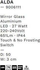 Oglinda cu iluminat LED pentru baie IP44 ALDA D-50cm
