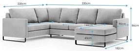 Canapea gri in forma de U, CORNER