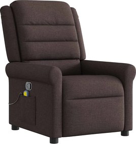 vidaXL Fotoliu de masaj rabatabil, maro închis, material textil