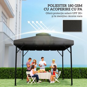 Outsunny Acoperiș de Rezervă pentru Pavilion 3x3 m de Grădină, Husă pentru Pavilion cu Două Nivele Rezistentă la Apă din Țesătură 180g/㎡ Anti-UV 30+ cu 8 Orificii de Drenaj, Gri | Aosom Romania