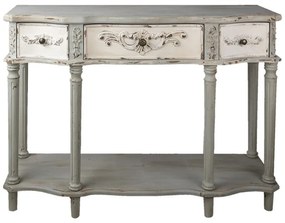 Consola gri, din lemn, 3 sertare, aspect vintage, Lysanne