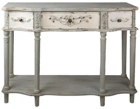 Consola gri, din lemn, 3 sertare, aspect vintage, Lysanne