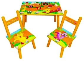 Masuta copii din MDF cu doua scaune Novokids™ My first table, dimensiuni 59X39X40, suprafata lucioasa, Portocaliu