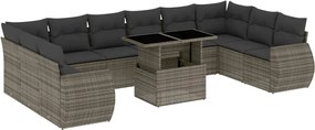 vidaXL Set canapele de grădină cu perne, 11 piese, gri, poliratan