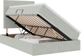 vidaXL Pat cu saltea și LED cu saltea Gri deschis 120 x 190 cm Catifea