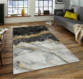 Covor, 80x140 cm, forma dreptunghiulara, poliester, efect de marmura,