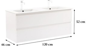 Dulap inferior Vario Forte 120 cu lavoar alb-alb