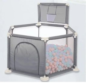 Țarc pentru copii cu mingi și coș 130x65x110cm GREY