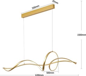 Brilagi - Lustră LED reglabilă pe cablu SIGNATURE LED/55W/230V 120x23 cm aurie + telecomandă