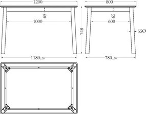 Masă de dining cu aspect de lemn de stejar 80x120 cm Barlow – Actona
