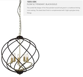 Lustra suspendata stil traditional Flow 5L 1805-5BK SRT