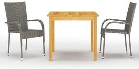vidaXL Set mobilier de grădină, 3 piese, gri
