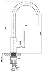 Baterie bucatarie Ferro Freya, pipa inalta, nisip - BFR41S