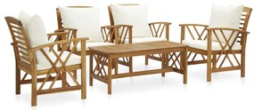 vidaXL Set mobilier de grădină cu perne, 5 piese, lemn masiv de acacia