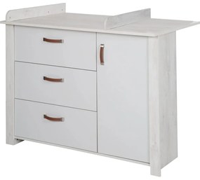 Comodă de copii albă joasă cu masă de schimbat 126x99 cm Mila – Roba