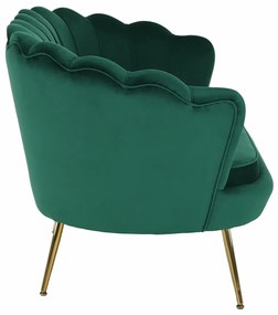 Bancă în stil Art-deco, catifea Velvet smarald/crom auriu, NOBLIN