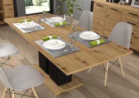 Masă de sufragerie Nulakka I (Stejar artisan + mat Negru) (pentru 6  până la 8 persoane). 1124855