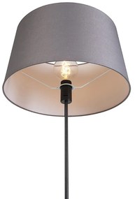 Lampă de podea neagră cu abajur din in gri închis 45 cm - Parte