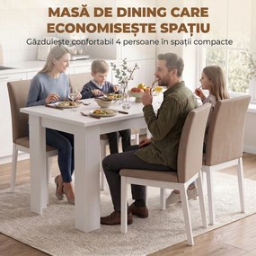 HOMCOM Masă de dining modernă cu spațiu de depozitare, 120 cm, albă | Aosom Romania