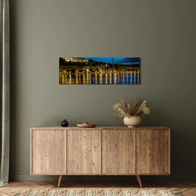 Tablou orașului nocturn (cu ceas) (90x30 cm)