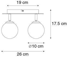 Spot de tavan auriu cu 2 lumini reglabile cu sticlă fumurie - Atena