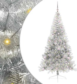 vidaXL Pom de Crăciun artificial pre-iluminat Argintiu 210 cm PET