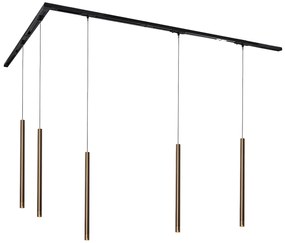 Sistem de iluminat pe șină modern cu 5 lămpi suspendate bronz închis monofazat - Iconic Frini