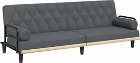 vidaXL Canapea extensibilă cu cotiere, gri închis, textil