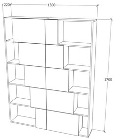 Biblioteca haaus Skipper, Lemn Natural/Alb, 130 x 22 x 170 cm