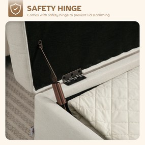 HOMCOM Taburet depozitare 80L, material textil, picioare lemn, 118x42x45 cm, crem | Aosom Romania