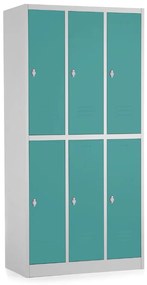 Dulap metalic - 6 cutii, 90 x 45 x 185 cm, blocare, verde - ral 6033