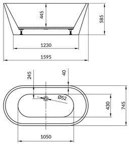 Cada freestanding, Cersanit, Crea 160, ovala, cu picioare, alb