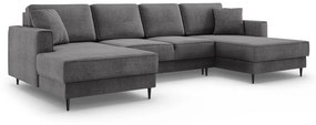 Coltar extensibil Fano 6 locuri gri picioare negre – L323 x l174 x h89 cm