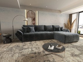 Colțar extensibil dumonde cu ladă de depozitare si sezut confortabil din spuma high-density, Berlin XL Euphoria Graphite 350x185 cm II