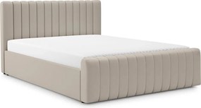 Pat tapițat Nicole 140x200 cu ladă de depozitare - catifea bej Velluto 1