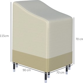Outsunny Husă de protecție pentru scaune de grădină stivuibile prelată impermeabilă 90L x 70l x 115H cm Oxford înaltă densitate 600D Bej, Cafea | Aosom Romania