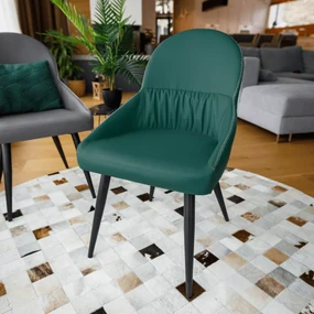 Scaun de masă, piele ecologică verde/metal, KALINA