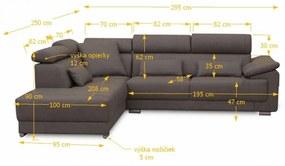 Colţar tapiţat, material textil maro, model stânga, CAILA