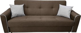 Canapea VERA extensibila, 3 locuri, lada de depozitare, stofa maro + gri, 225x90x90 Maro + Gri, Stofa