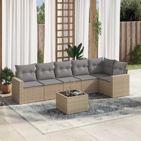 vidaXL Set canapele de grădină, 7 piese, cu perne, bej, poliratan