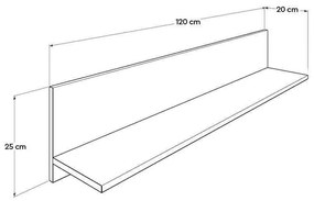 Raft de perete Adore Optimal, 120 x 25 x 20 cm