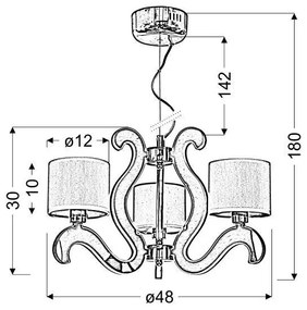 Lustră LED pe cablu AMBROSIA 3xE14/40W/230V + LED/18,4W cupru