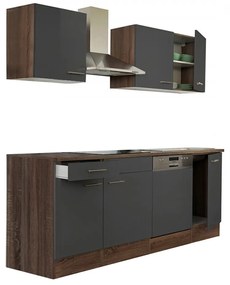 Mobilă de bucătărie Yorki 220, corp din stejar Yorki, cu față antracit satinat