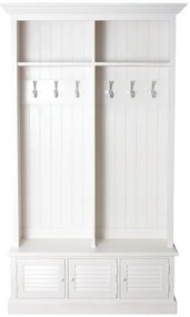 Cuier de perete alb, din lemn de pin, cu aspect clasic, Porte Manteau