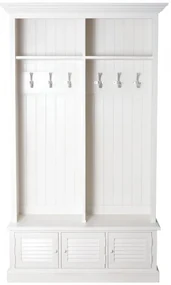Cuier de perete alb, din lemn de pin, cu aspect clasic, Porte Manteau