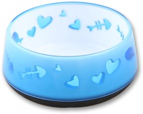 Bol de plastic albastru pentru pisici LOVE BOWL