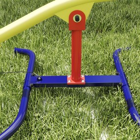 AIYAPLAY Balansoar pentru Copii Rotativ 360°, Capacitate 200kg, 2 Locuri cu Mânere Antiderapante, Scaune Capitonate, Spătar, Roți, 253x96x75 cm, 3-12 Ani | Aosom Romania