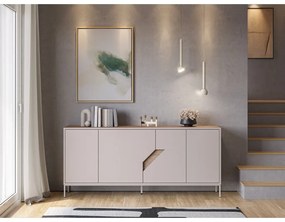 Comodă crem/în culoare naturală cu aspect de lemn de stejar 180x80x40 cm Lilou – Marckeric