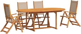 vidaXL Set mobilier de grădină, 5 piese, lemn masiv acacia/textilenă