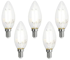 Set de 5 becuri LED inteligente E14 C35 transparente 4,2W 470 lm 2700-6500K